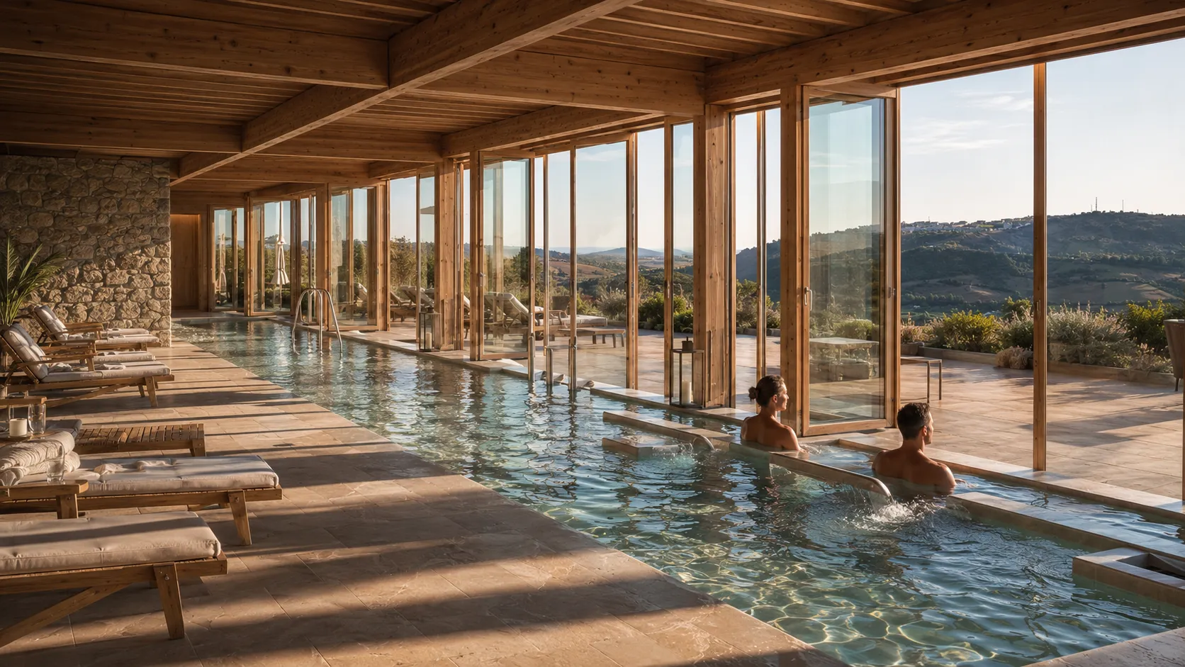 Piscina termal interior de día